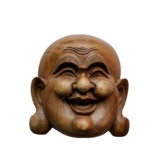 Wooden Natural Brown Buddha Happy Mask 20 cm