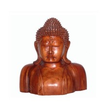 Wooden Natural Brown Buddha Head Statue 45 cm