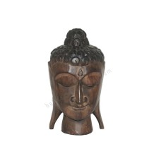 Wooden Buddha Head Antique Brown 30 cm