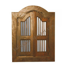 Wood Mirror Window Style Honey Brown 45 cm